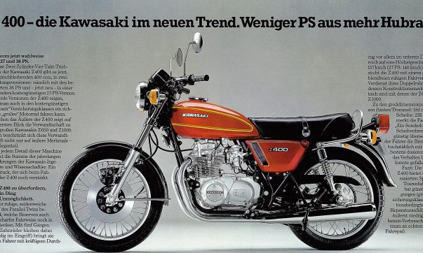 Kawasaki Z 400 Prospekt (1974) – Kawa im neuen Trend Kawasaki Z 400 Prospekt